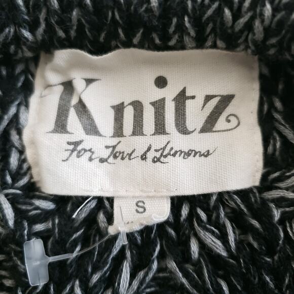 FOR LOVE & LEMONS Knitz oversized knobby chunky cable knit cardigan sweater Sz S - Picture 8 of 10